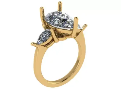 beautiful trinity solitaire ring 3ct center  3D print model