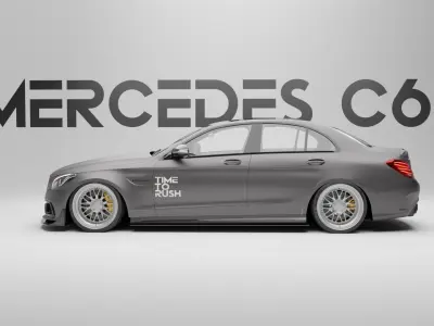 Mercedes C63 with TTR Body Kit Low-poly 3D model