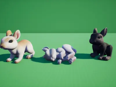 Bunny rabbit Low-poly 3D model