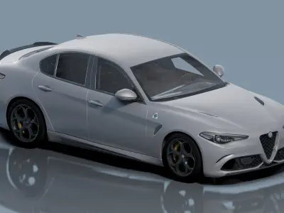 Alfa Romeo Giulia Quadrifoglio- Photorealistic Low-poly 3D model