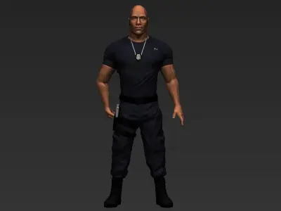 Dwayne Johnson Fast and Furious ready for full color 3D printing 3D print model