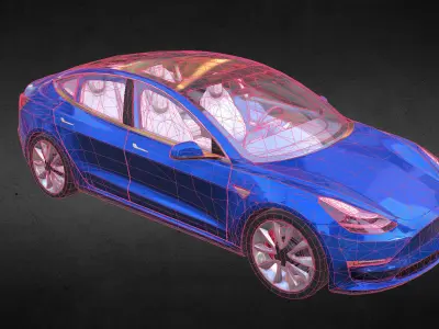 Tesla Model 3 s car Low-poly 3D model