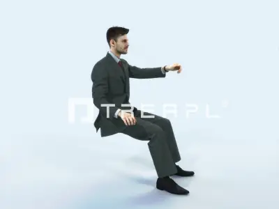 Posture 20H Driver Driving Sitting Elegant Business Man Low-poly 3D model