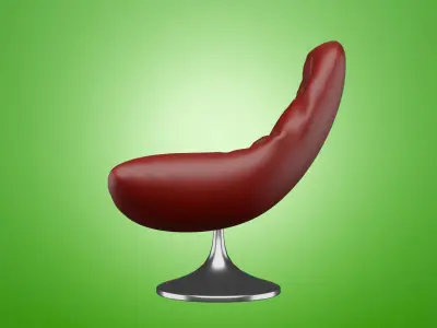 Leather Armchair and Metalic Twisted Base Style 3D model
