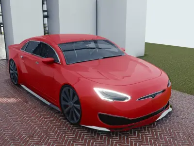 BLENDER EEVEE Brandless Small 4 door sedan Low-poly 3D model