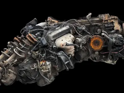 engines car parts destroyed part2 ground photogrammetry Low-poly 3D model