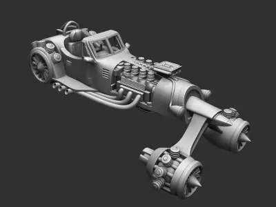 Futuristic car in retro style 3D print model