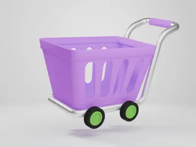 Shopping Cart Low-poly 3D model