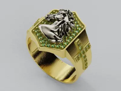 Horse Ring with Diamonds -Anillo Caballo Diamantes 3D print model