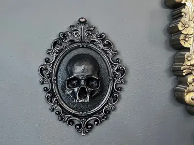 Baroque style frame skull 3D print model