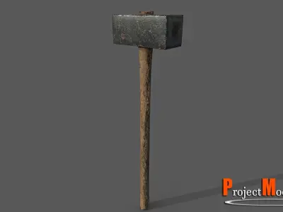 BigHammer-Version001 hammer on stick Low-poly 3D model