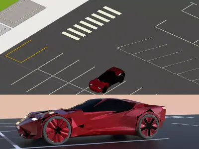 Park Parking Lot Zebra Road Mall Shopping Centre Crossing Free low-poly 3D model