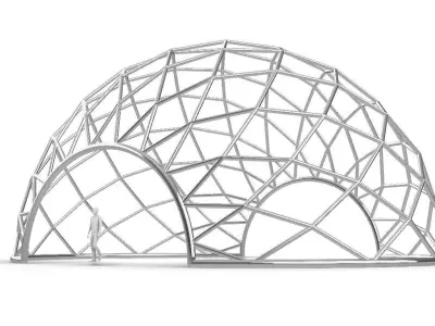 Diagonal Wireframe Dome Architectural Stand Alone Structure v2 3D model