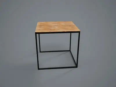 Table PBR Game Ready nesting with metal legs and wooden top Low-poly 3D model