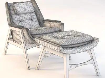 Adrian Pearsall Lounge Chair with Ottoman 3D model