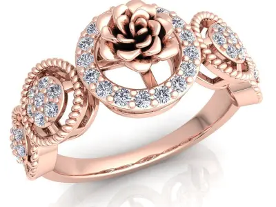 Luxury Rose Woman Diamond Ring  3D print model