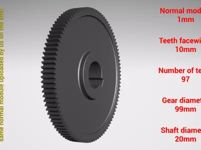 Cylindrical gear - paired - z97 m1 D99 d20 3D print model