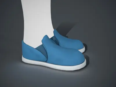 Blue Fabric Shoes Style 2  Low-poly 3D model