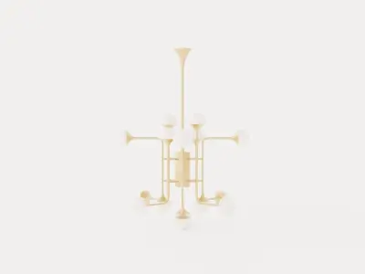 Fleming Chandelier - Gold Low-poly 3D model
