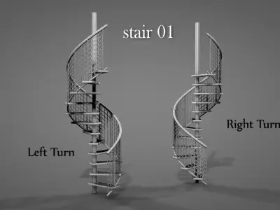 Metal Spiral Stairs V2 Low-poly 3D model