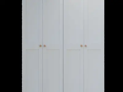 White Wooden Four-Door Lacquered Cabinet 3D model