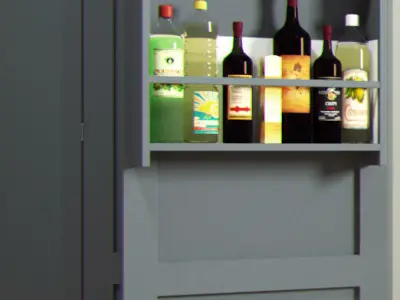 Kitchen set pantry with shelves and drawers 3D model