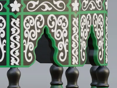 Vintage Moroccan large table 02 3D model