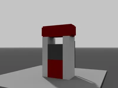 Voxel Gas Station  Low-poly 3D model