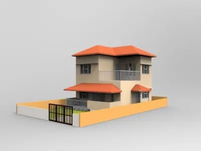 Indian House or Villa with basic interior furniture 3D model