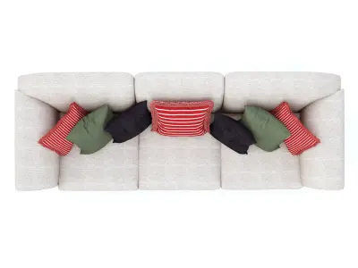 Three seat Victorian Sofa with throw cushions 3D model