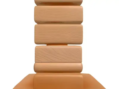 Wooden Block Stack Sculpture Low-poly 3D model