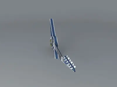 A blue shark shaped guitar Free 3D model