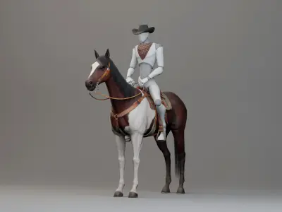 Classic Horse - Western Type Low-poly 3D model