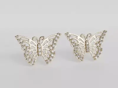 butterfly earrings 3D print model