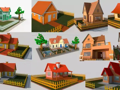 Cartoon House Pack 3D model