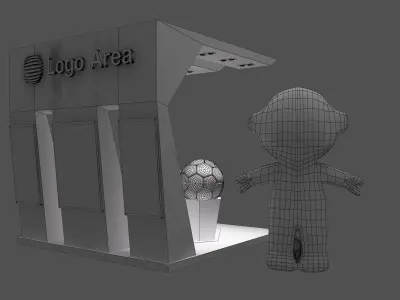  kiosk partition booth a55 3D model