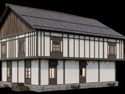 Medieval Village Pack 07 - 3 Assets - 4K Textures Game Ready Low-poly 3D model