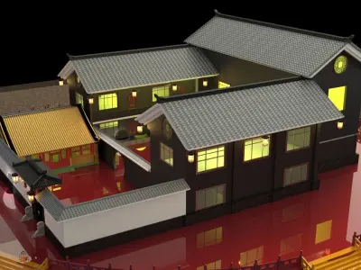 Chinese ancient courtyard  house   3D model
