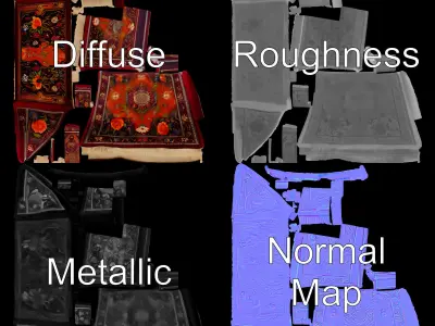 Oriental Carpet Model Pack with PBR Textures Low-poly 3D model