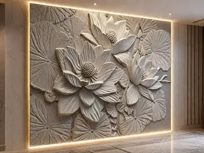 Modern Relief Wall Mural Decor CNC 3D Print 05  3D model