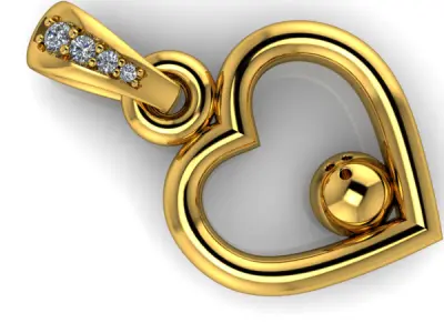  Bowling  Heart  Pendant Charms Necklace Jewelry 3D print model