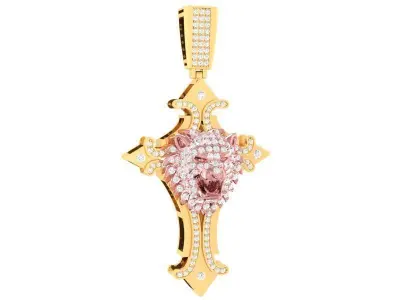 Luxury Dual Tone Diamond Cross Pendant for Men and Women  317 3D print model