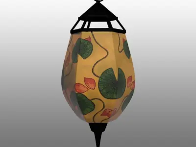 Painted-lilypad Lantern 3D model