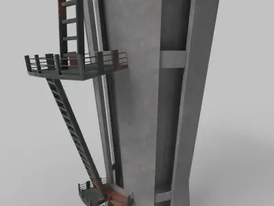 Water Tank Tower Low-poly 3D model