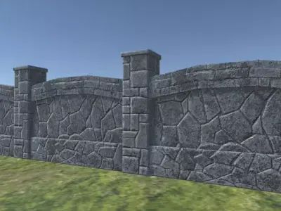 Stone Fence 2 Low-poly 3D model