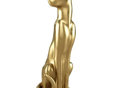 Deco Figurine Sitting Leopard Gold 150cm 3D model
