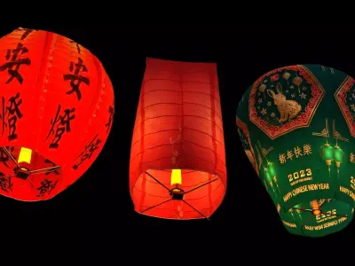 Chinese sky lantern 3D model 4