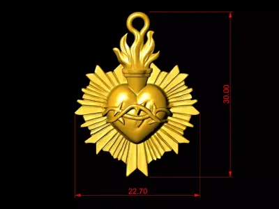 Sacred Heart Flame Pendant 3D print model