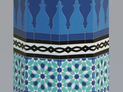 Moroccan tiled pillar 3D model