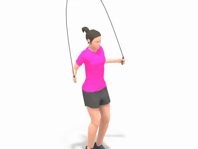 Jumping Ropes  Exercise Woman Animation Low-poly 3D model
